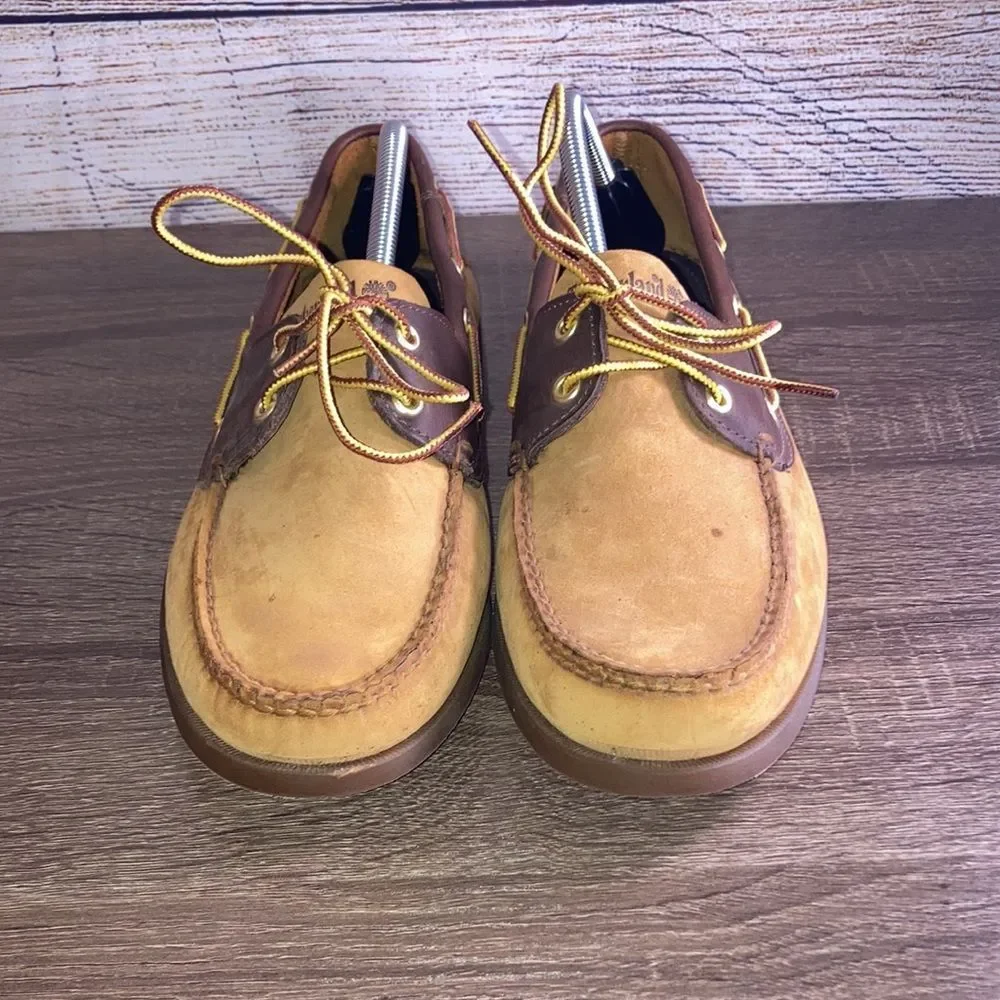 Mens Like New Timberland Boat Shoes Size 10.5 Brown & Tan